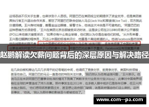 赵鹏解读欠薪问题背后的深层原因与解决路径 赵鹏解读欠薪问题背后的深层原因与解决路径