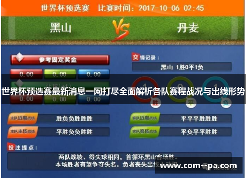 世界杯预选赛最新消息一网打尽全面解析各队赛程战况与出线形势